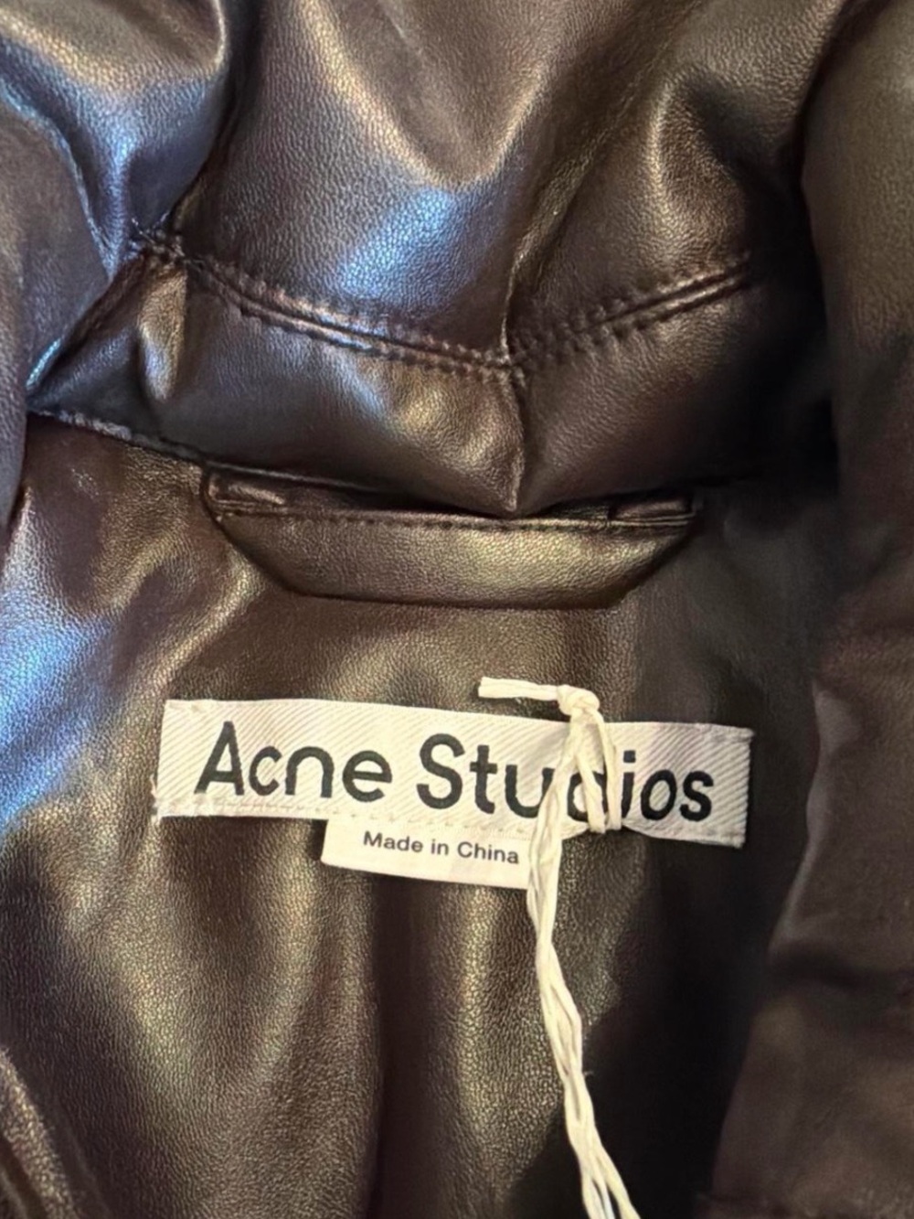 Acne Studios Dark Brown Puffer Leather Jacket - Picture 3 of 8